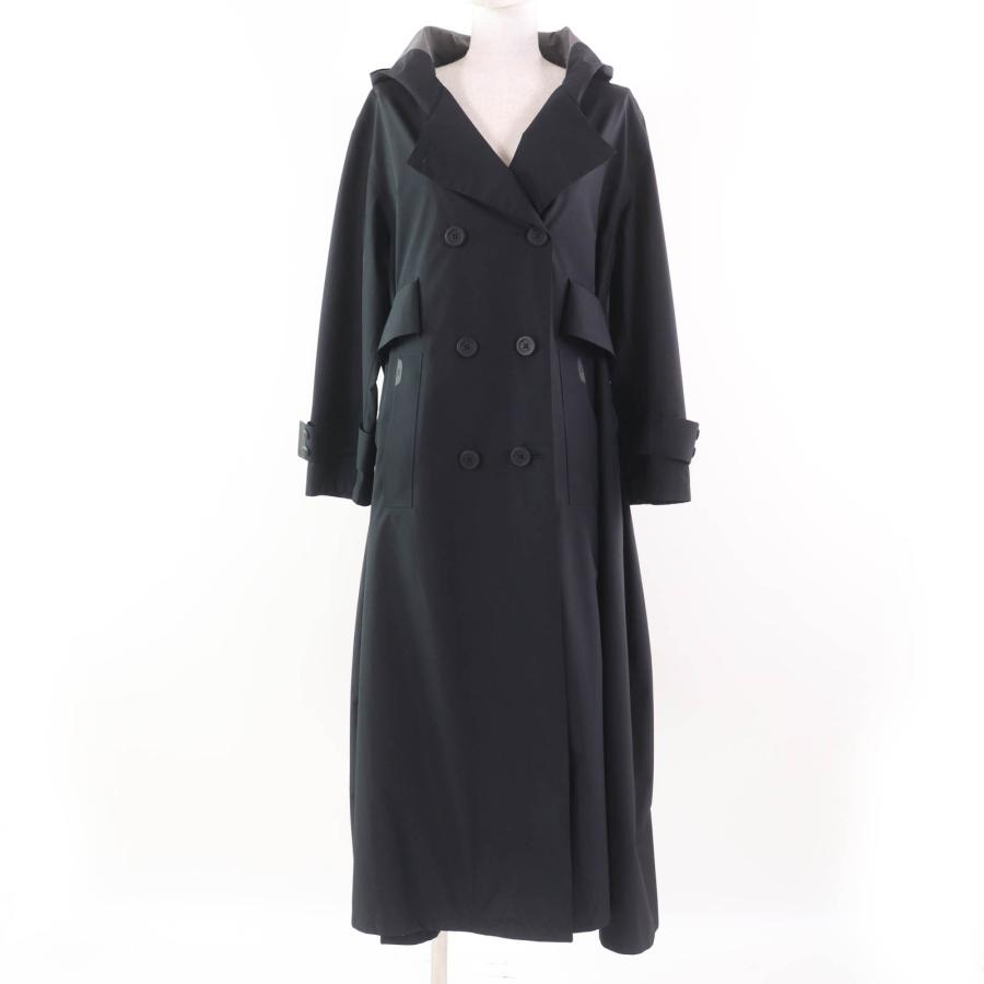 極美品☆Herno ヘルノ IM026DL ラミナー ORE-TEX ロゴボタン・フード・ベルト付 スプリング コート ブラック 42 正規品 レディース HERNO（ヘルノ） 極美品☆Herno IM026DL ラミナー ORE-TEX ロゴボタン