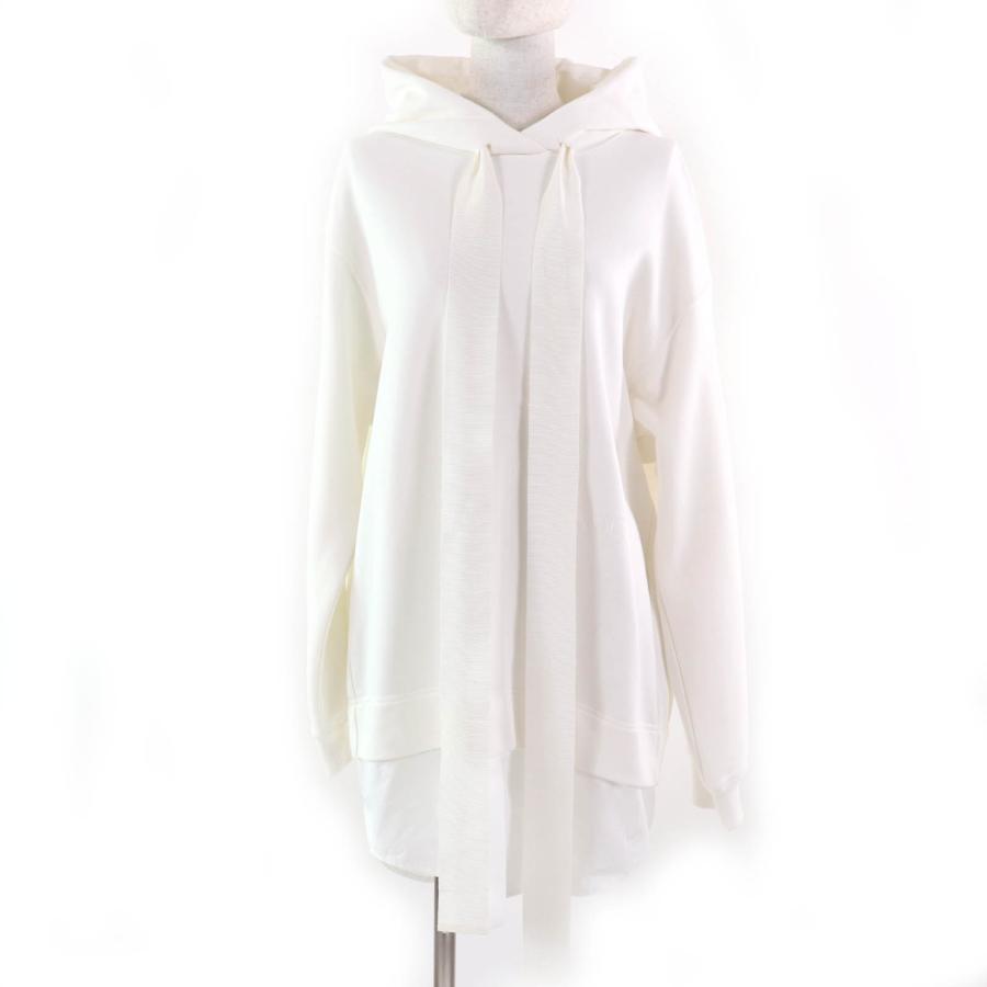 美品☆PATOU  パトゥ 23AW JE0929985009A ロゴ刺繍 オーガニックコットン トロンプルイユ フーディドレス ワンピース ホワイト S 正規品 美品☆PATOU パトゥ 23AW JE0929985009A ロゴ刺繍 オーガニック