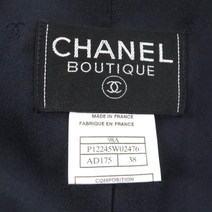 極美品★CHANEL シャネル 98A P12245 カシミヤ100％ ココマークボタン付 ジャケット ダークネイビー 38 フランス製 正規品 レディースの画像