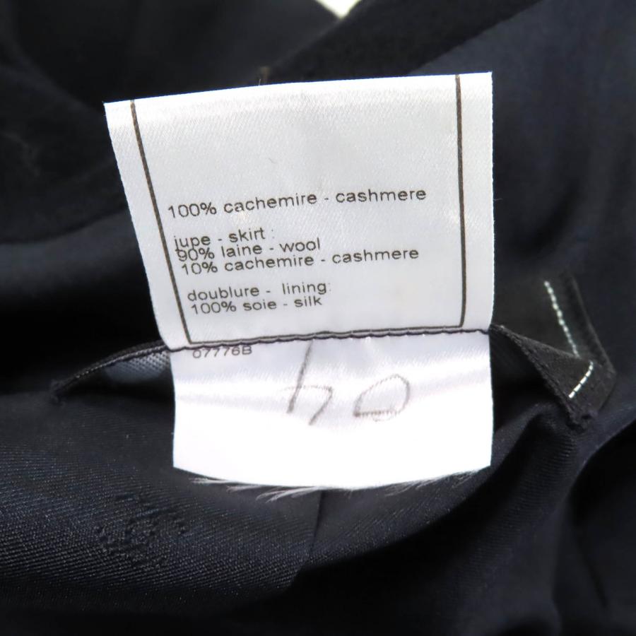 極美品★CHANEL シャネル 98A P12245 カシミヤ100％ ココマークボタン付 ジャケット ダークネイビー 38 フランス製 正規品 レディースの画像