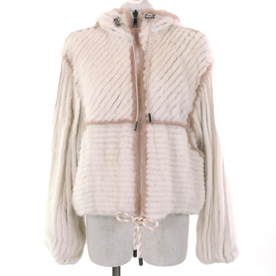 極美品△FENDI フェンディ 2021年製 FNE80J ミンクファー シルク100％ リバーシブル ブルゾン ジャケット ライトベージュ 36 伊製 正規品 FENDI（フェンディ） 極美品△FENDI 2021年製 FNE80J ミンクファー