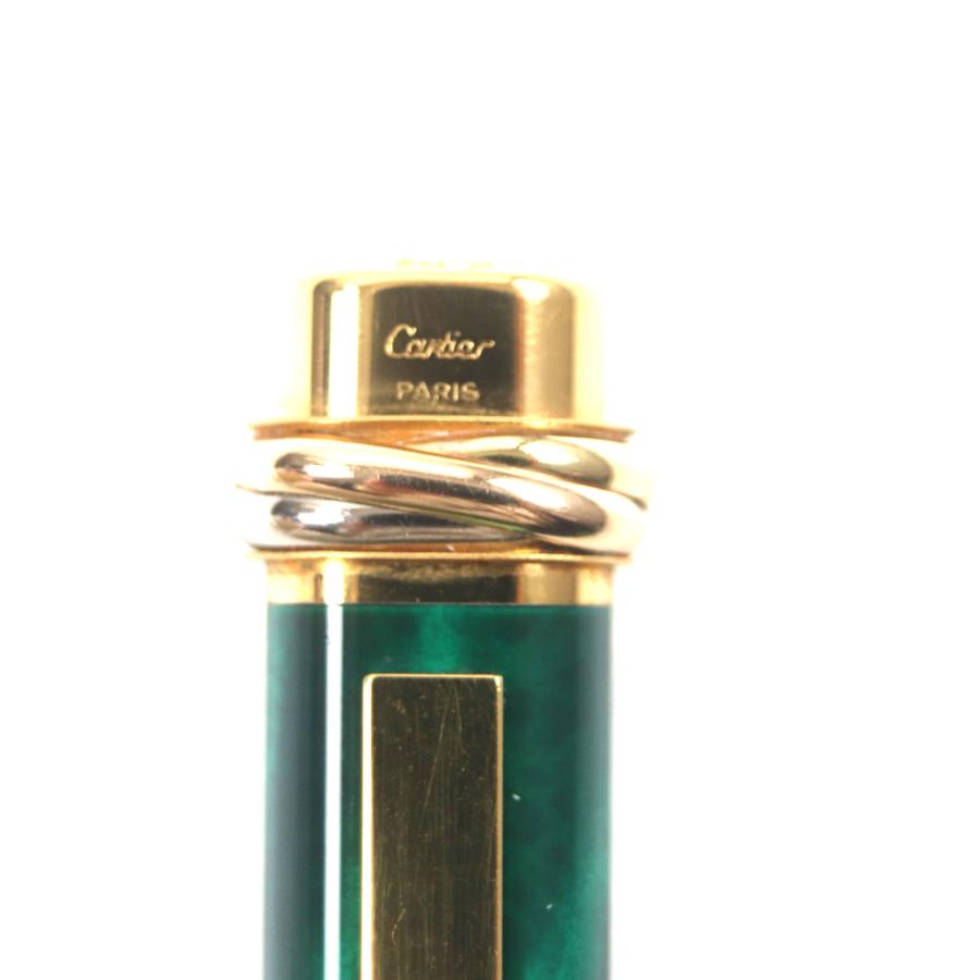 カルティエ Cartierトリニティ マラカイトマーブル柄 ボールペン ペン Cartier 極美品▽Cartier カルティエ トリニティ マラカイト