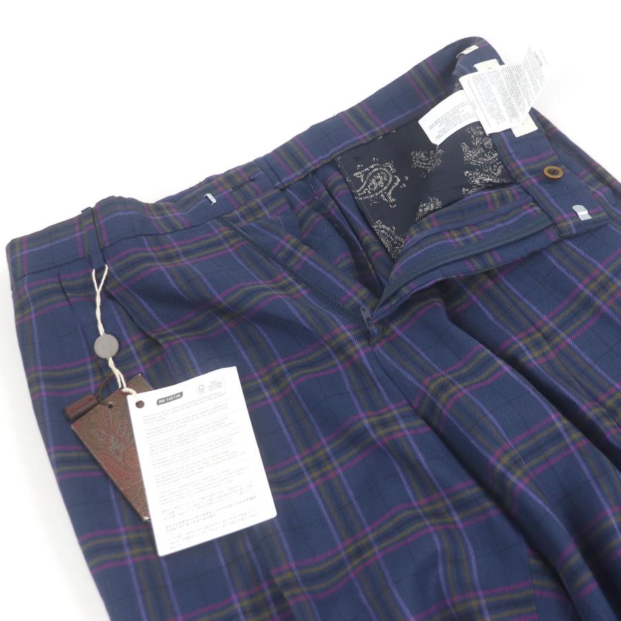 ETRO（エトロ） 未使用品□ETRO リネン混 裏シルク チェック柄 