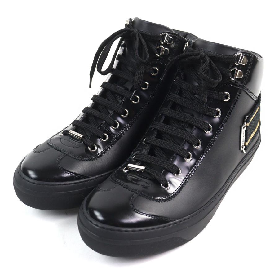 極美品○JIMMY CHOO ジミーチュウ Argyle Strap Trainer レザー ロゴ入り ストラップ付 ミッドスニーカー ハイカットスニーカー41 メンズ 極美品○JIMMY CHOO ジミーチュウ Argyle Strap Trainer レザー ロゴ