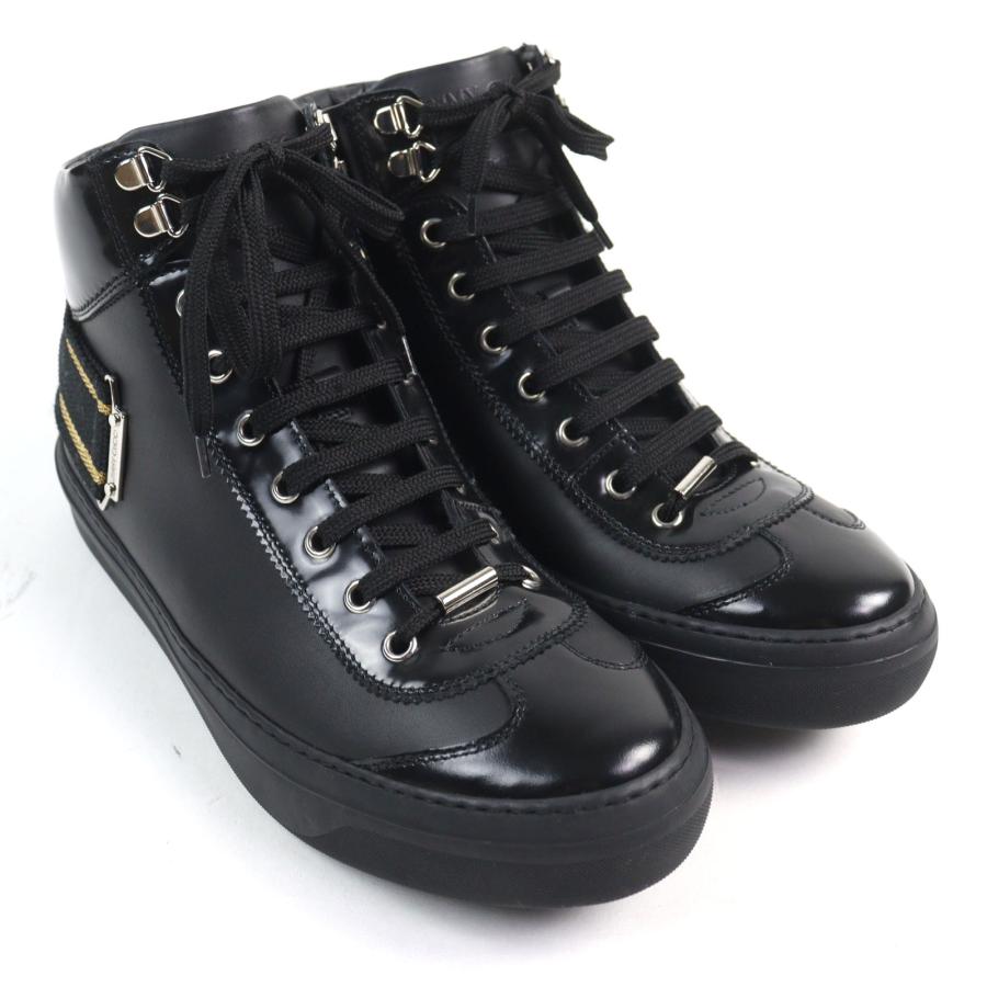JIMMY CHOO フィニオン　レザーストラップシューズ　41 極美品○JIMMY CHOO ジミーチュウ Argyle Strap Trainer レザー ロゴ