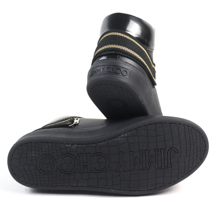 極美品 ジミーチュウ ハイカットスニーカー 41 スタッズ アーガイル 牛革 黒 極美品○JIMMY CHOO ジミーチュウ Argyle Strap Trainer レザー ロゴ