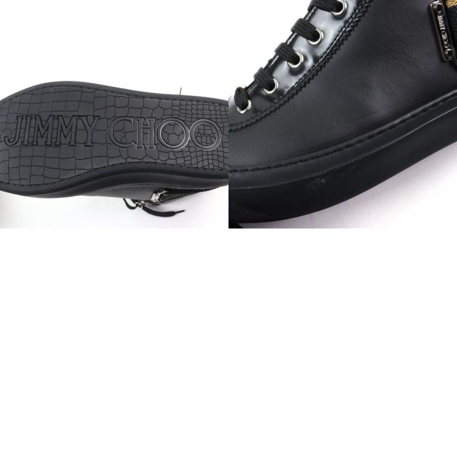極美品○JIMMY CHOO ジミーチュウ Argyle Strap Trainer レザー ロゴ