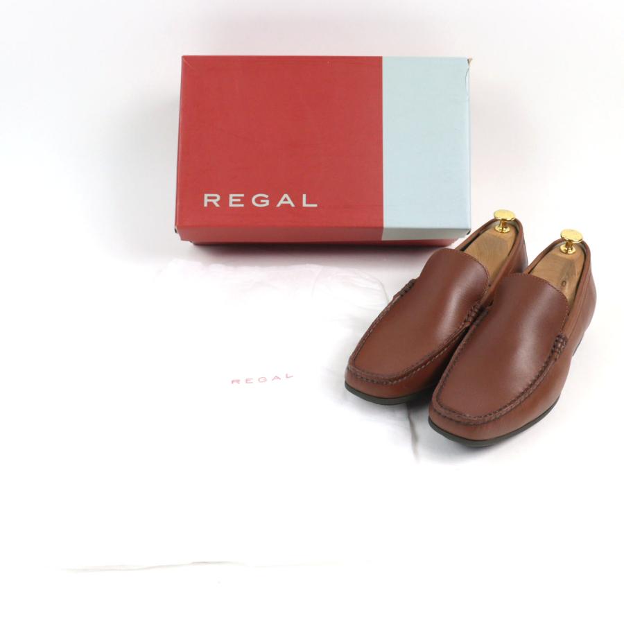 未使用級【REGAL】 ブラウン レザースリッポン25.5㎝　美品　本革 REGAL（リーガル） 未使用品○REGAL 56HR レザー ロングノーズラスト