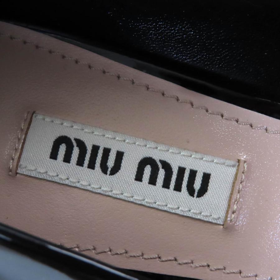 極美品☆Miu Miu ミュウ バックルデザイン スクエアトゥ パテント 