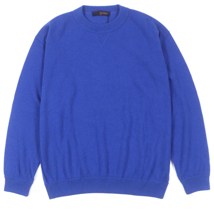 未使用品▼ルイヴィトン 19AW カシミヤ シルク インサイドアウト ロゴプレート付 クルーネック ニットセーター ブルー XXL 正規品 メンズ LOUIS VUITTON（ルイ・ヴィトン） 未使用品▽ルイヴィトン 19AW