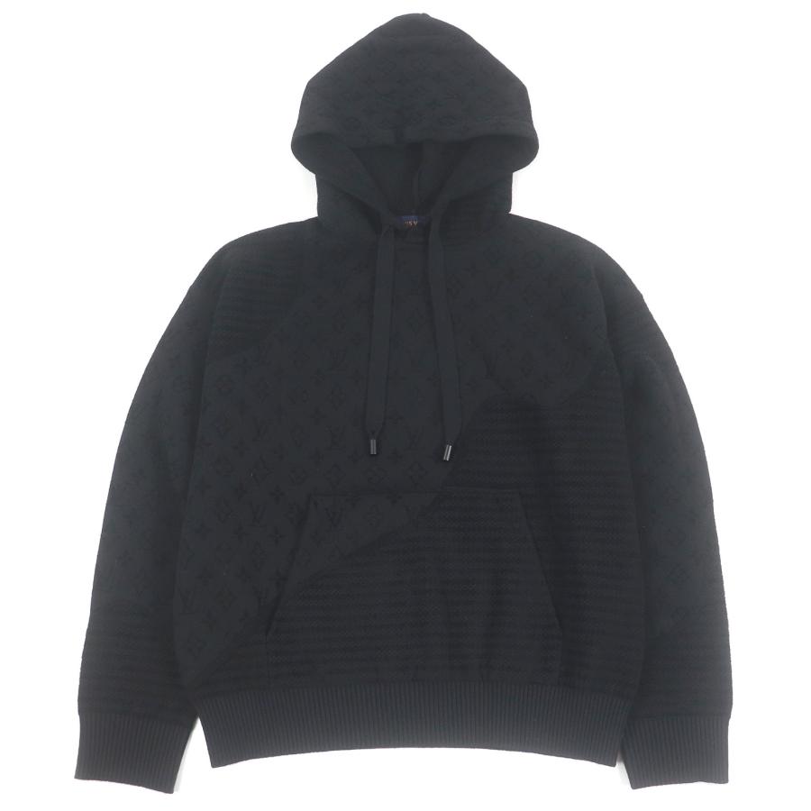 極美品□LOUIS VUITTON ルイヴィトン 25SS 1AHCMW グラフィック ジャカードフーディ モノグラム プルオーバー ニットパーカー ブラック S イタリア製 正規品 メンズ 定価337,700円 LOUIS VUITTON（ルイ・ヴィトン） 極美品□LOUIS VUITTON 25SS 1AHCMW