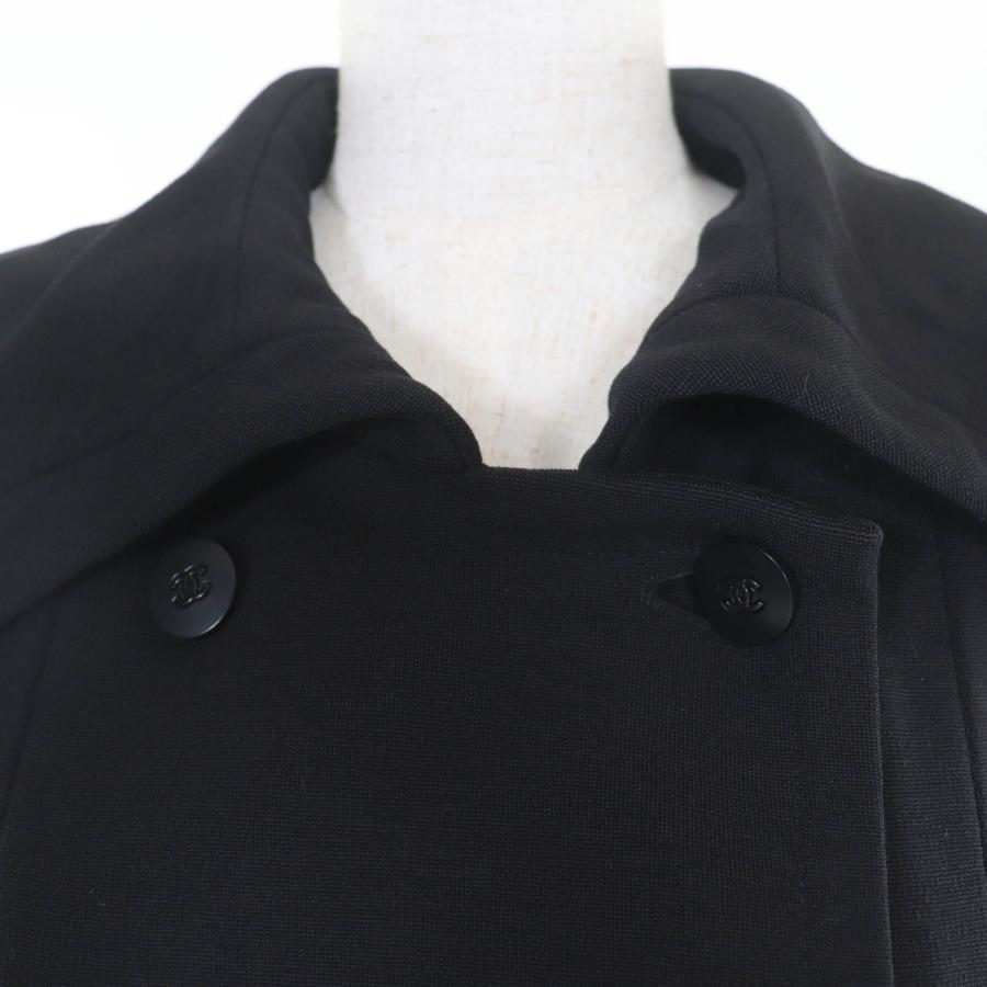 美品☆CHANEL シャネル ヴィンテージ 98A P12059V06804 ココマークボタン ギャザーデザイン コート ブラック 36 フランス製 レディースの画像