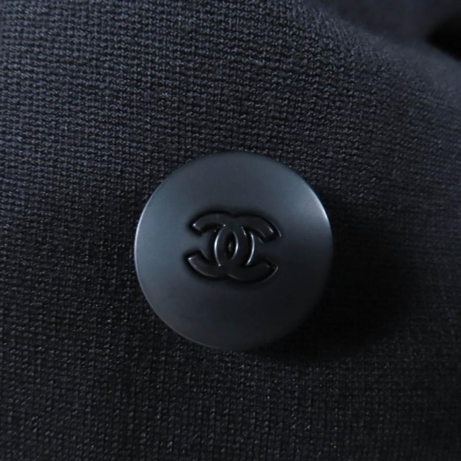 美品☆CHANEL シャネル ヴィンテージ 98A P12059V06804 ココマークボタン ギャザーデザイン コート ブラック 36 フランス製 レディースの画像