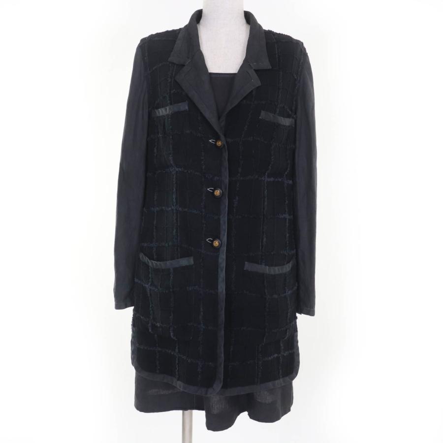 良品☆CHANEL シャネル ヴィンテージ 94P P02832 シルク混 リネン ココマーク ジャケット・ワンピース アンサンブル グレー系 38 フランス製 レディース CHANEL（シャネル） 良品☆CHANEL ヴィンテージ 94P P02832 シルク混
