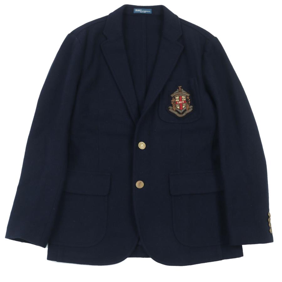 【 Ralph Lauren 】イタリア製 エンブレム ウールジャケット 極美品△RALPH LAUREN ラルフローレン ウール100％ エンブレム ロゴ