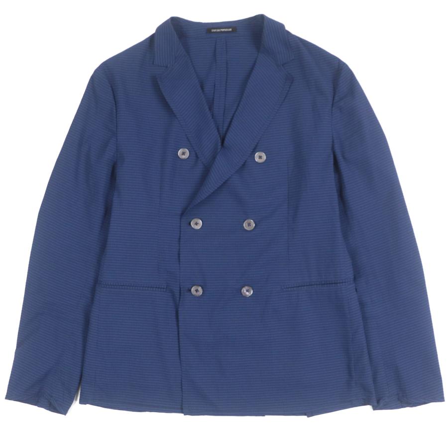 美品▼エンポリオ アルマーニ 2020年製 LIGHT WARDROBE サッカー地 ダブル アンコン サマージャケット テーラード 54 正規品 メンズ EMPORIO ARMANI 美品▽エンポリオ アルマーニ 2020年製 LIGHT WARDROBE