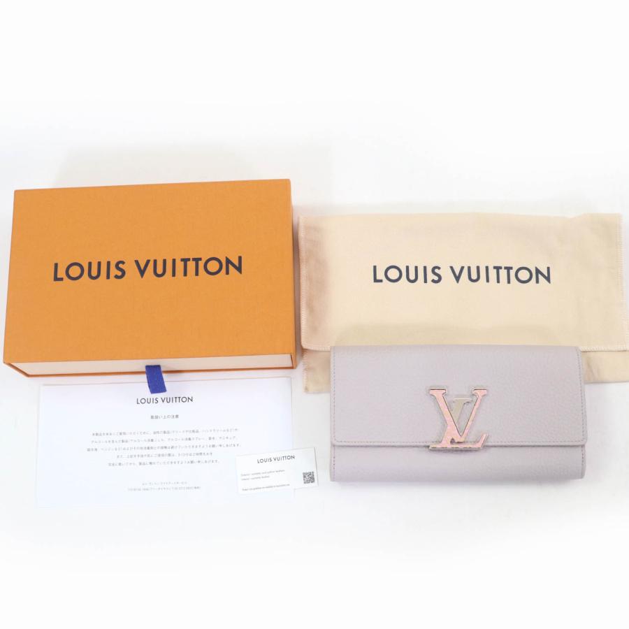 未使用品☆LOUIS VUITTON ルイヴィトン N87625 ポルトフォイユ･カプシーヌ レザー ブルームグレー LVイニシャル パイソンレザートリミング レザーウォレット 長財布 箱・保存袋付き フランス製 レディース LOUIS VUITTON（ルイ・ヴィトン） 未使用品☆ルイヴィトン N87625