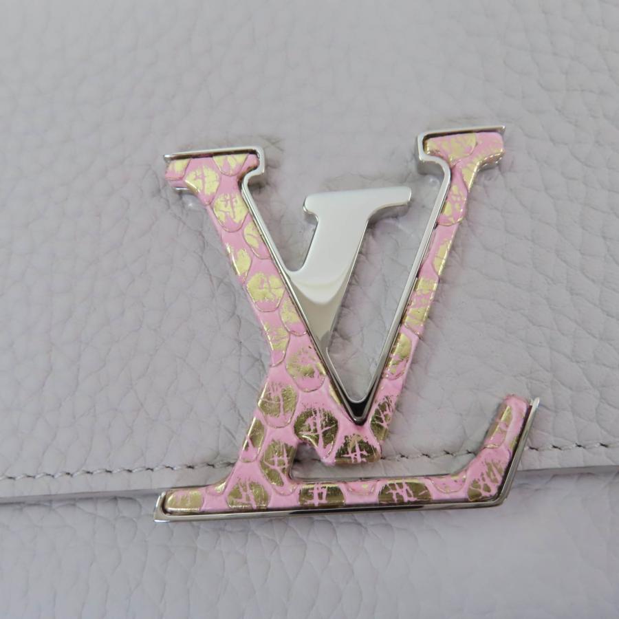 未使用品☆LOUIS VUITTON ルイヴィトン N87625 ポルトフォイユ･カプシーヌ レザー ブルームグレー LVイニシャル パイソンレザートリミング レザーウォレット 長財布 箱・保存袋付き フランス製 レディース LOUIS VUITTON - 未使用品☆LOUIS VUITTON ルイヴィトン N87625