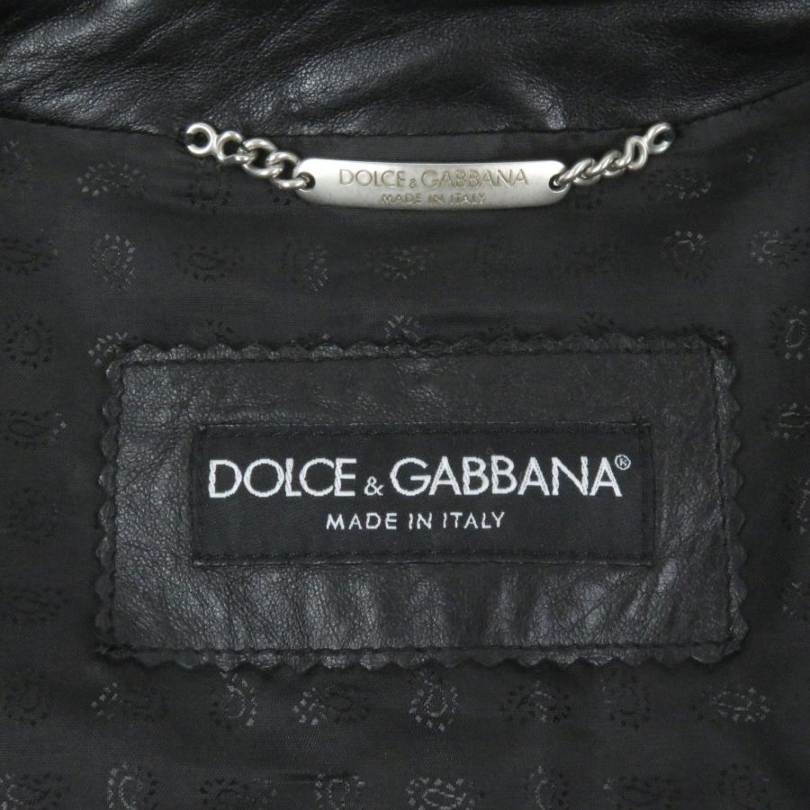 美品□DOLCE&GABBANA ドルチェ＆ガッバーナ 黒タグ 裏地ペイズリー柄 ラムレザー ライダースジャケット ブラック 44 イタリア製 正規品 美品□DOLCE&GABBANA ドルチェ＆ガッバーナ 黒タグ 裏地ペイズリー柄