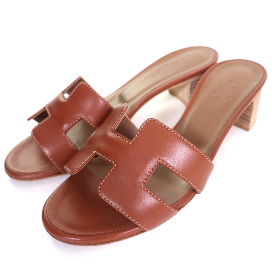 ✨美品✨Hermes エルメス ギャラリー サンダル Hロゴ レザー 35 HERMES（エルメス） 美品△HERMES 071002Z オアジス Hロゴ レザー