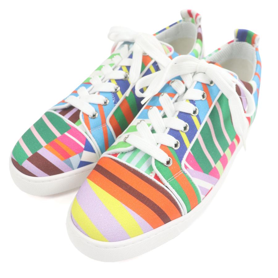 未使用品□Christian Louboutin クリスチャンルブタン ルイスジュニア キャンバス ボーダー 総柄 スニーカー マルチ 41.5 イタリア製 Christian Louboutin 未使用品□Christian クリスチャンルブタン