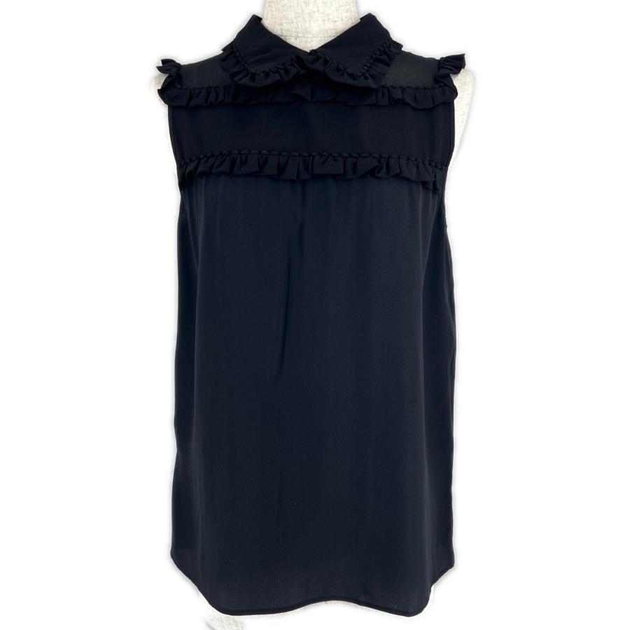 極美品▲Miu Miu ミュウ ミュウ MK1034 シルク100％ ノースリーブ ブラウス ブラック 40 イタリア製 正規品 レディース 極美品△Miu Miu ミュウ MK1034 シルク100％ ノースリーブ ブラウス