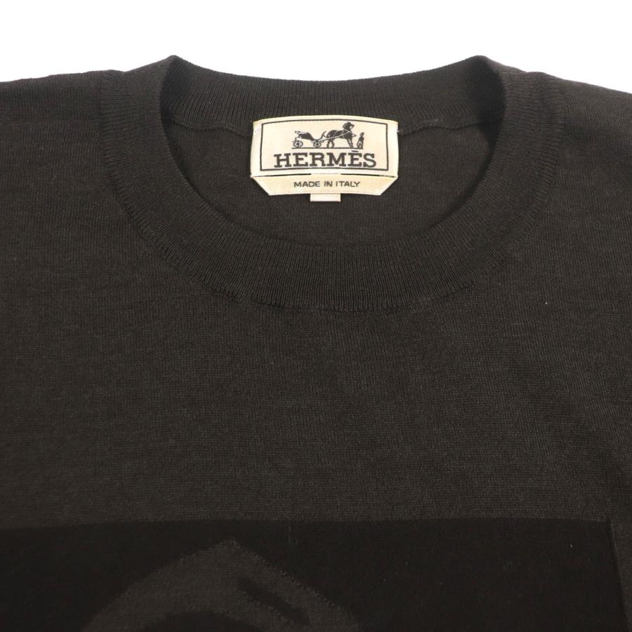 美品▼HERMES エルメス 23AW カシミヤ シルク シェーヌダンクル ホースビット エトリール パドック 薄手 ニットセーター S 正規品 メンズ_1