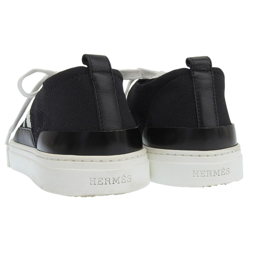 【クリーニング済み】エルメス　ニット　スニーカー　エクレール　レディース　36 HERMES（エルメス） 美品△HERMES ディープ Hロゴデザイン レザー使い
