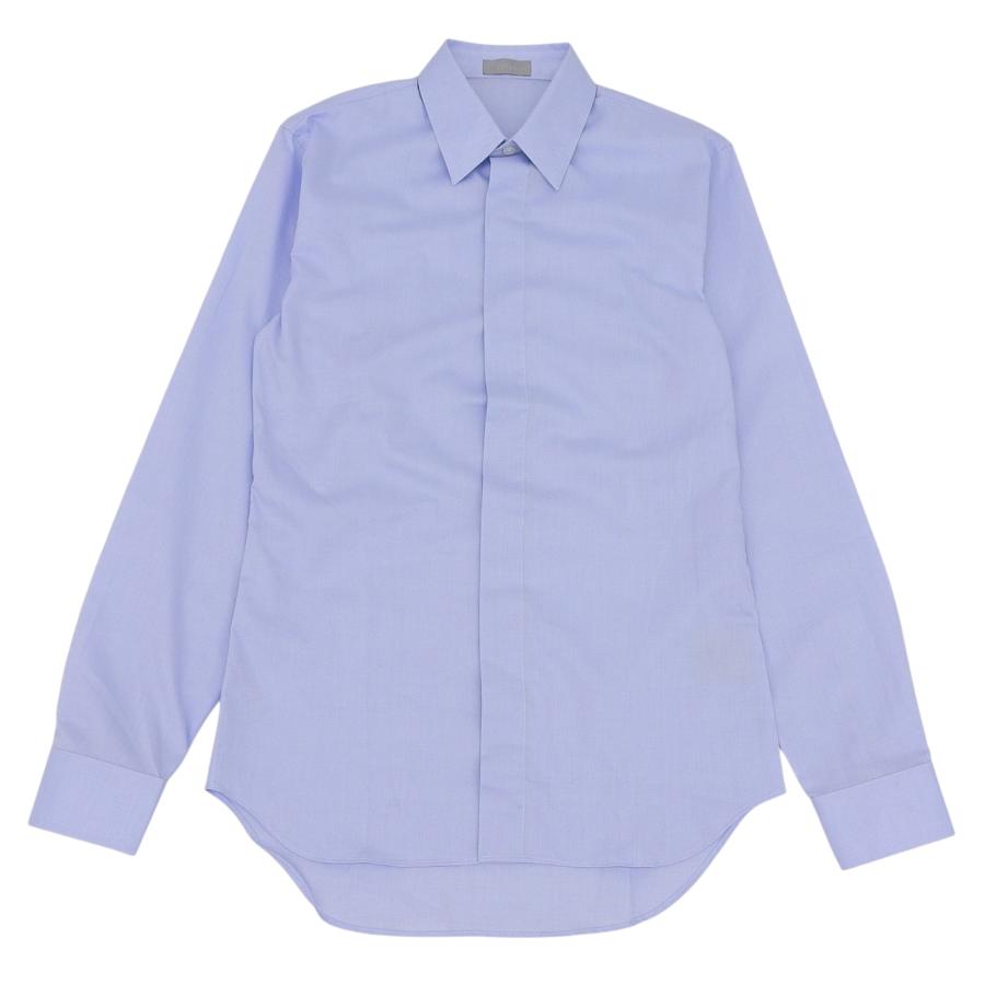 極美品▲DIOR ディオール オム 013C502A4771 コットン100％ 比翼仕立て 長袖シャツ カッターシャツ ライトブルー 37 伊製 正規品 メンズ Dior HOMME 極美品△DIOR ディオール オム 013C502A4771 コットン100