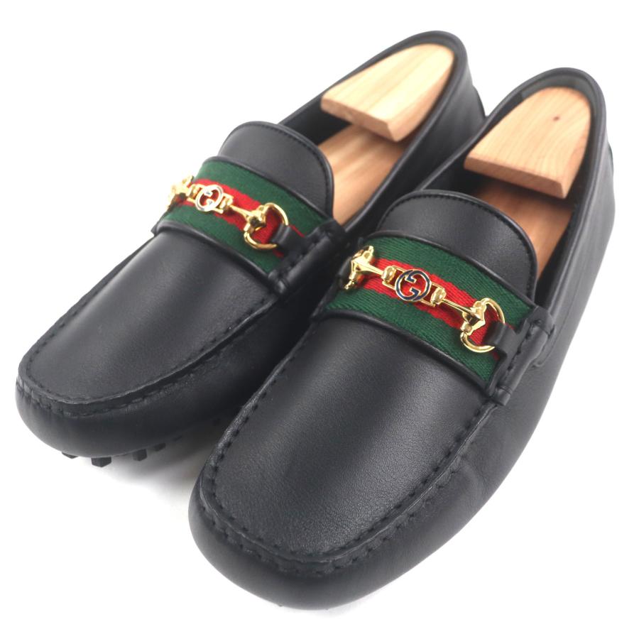 グッチ GUCCI ホースビット ラバードライビングシューズ 黒 5 約24cm 25新作 グッチ メンズ ドライビングシューズ ホースビット (GUCCI