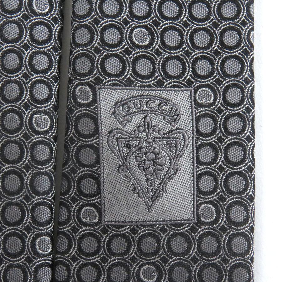 未使用品□GUCCI グッチ シルク100％ Gロゴ ドット 総柄 ワイドタイ ネクタイ グレー イタリア製 ショップ袋付き メンズ オススメ◎ GUCCI（グッチ） 未使用品□GUCCI シルク100％ Gロゴ ドット 総柄