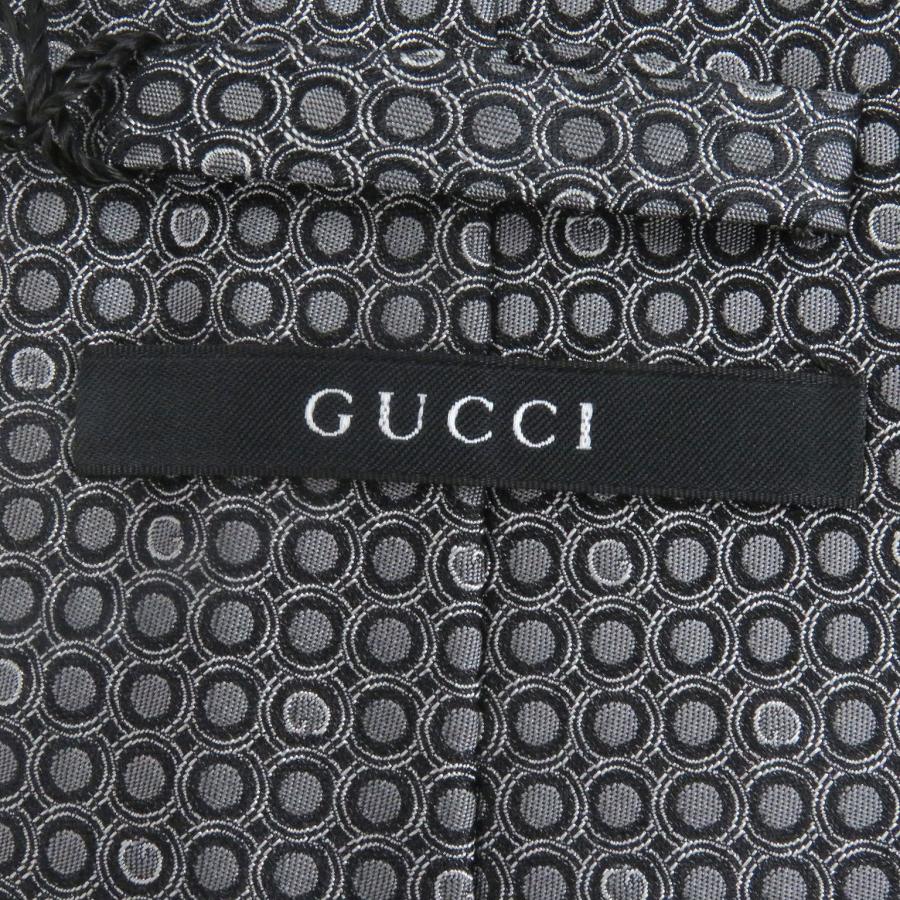 未使用品□GUCCI グッチ シルク100％ Gロゴ ドット 総柄 ワイドタイ ネクタイ グレー イタリア製 ショップ袋付き メンズ オススメ◎ GUCCI（グッチ） 未使用品□GUCCI シルク100％ Gロゴ ドット 総柄