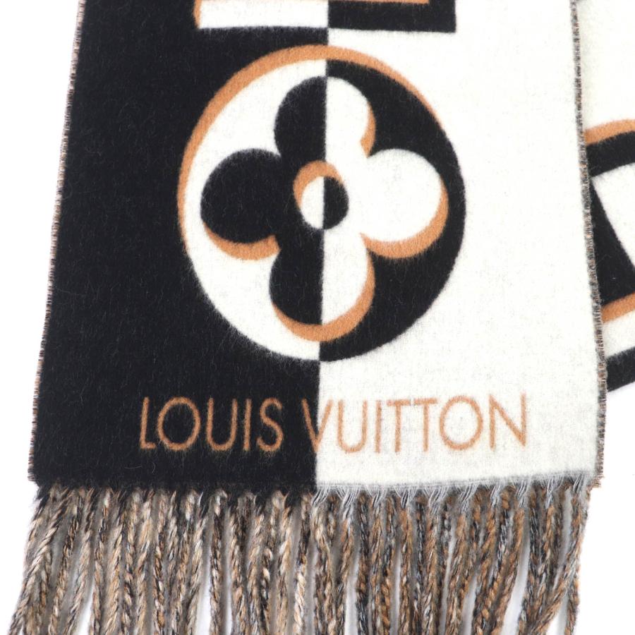 極美品□LOUIS VUITTON ルイヴィトン 2024年製 M90806 デュオインフィニティ ウール カシミヤ フリンジマフラー ノワール イタリア製 正規品 メンズ LOUIS VUITTON（ルイ・ヴィトン） 極美品☆ルイヴィトン 2024年製
