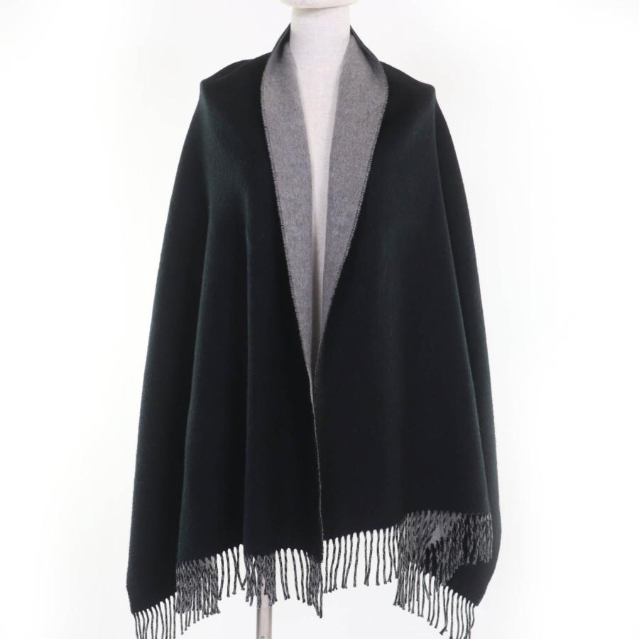 廃番　エルメス　カシミヤ100 H柄　大判マフラー　ブラック×グレー　箱　極美品 HERMES 極美品☆HERMES エルメス カシミヤ100％ リバーシブル