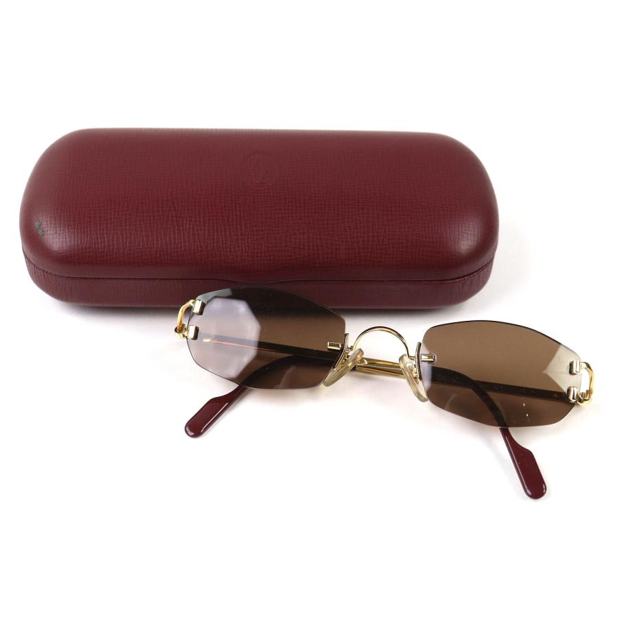 Cartier サングラス Ｃデコール ツーポイントフレーム Cartier（カルティエ） 美品△Cartier 2Cデコール ツーポイント