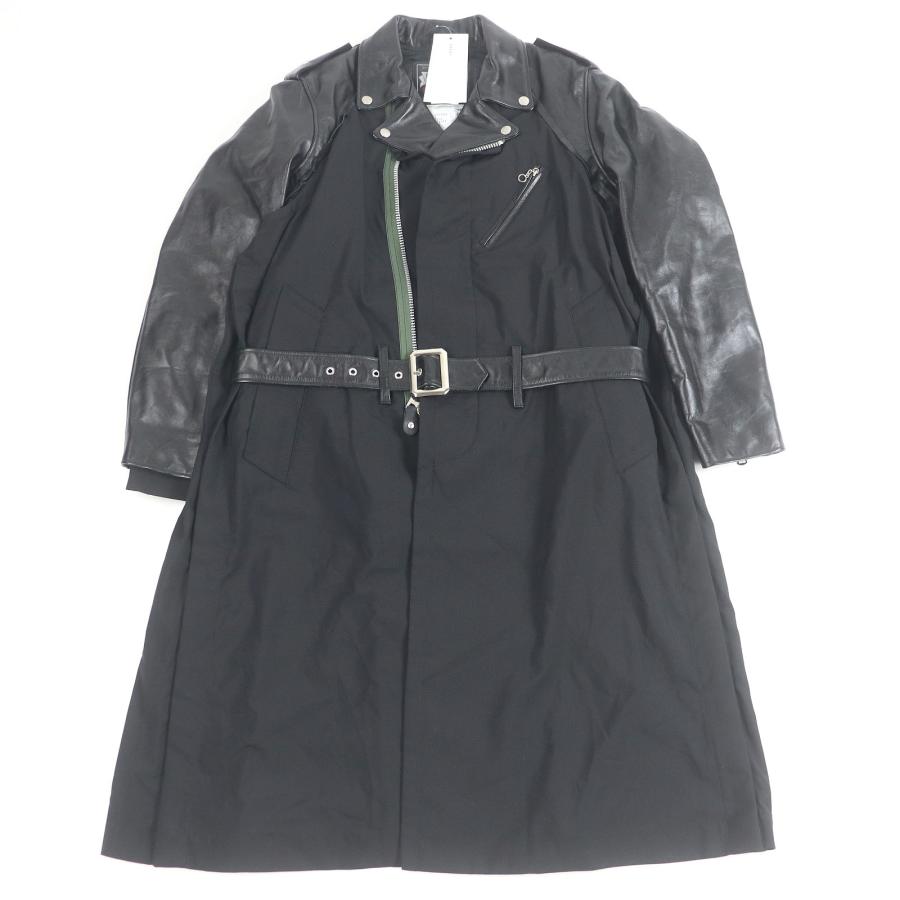 未使用品□Sacai Schott サカイ ショット 22AW 22-02874M Leather Suiting Coat ライダース ドッキングデザイン コート 黒 1 正規品 未使用品□Sacai Schott サカイ ショット 22AW 22-02874M Leather