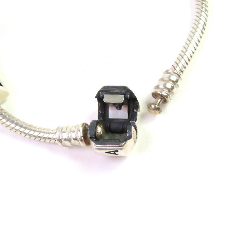 美品△PANDORA パンドラ SV925 ハートモチーフ ドットカラーストーン