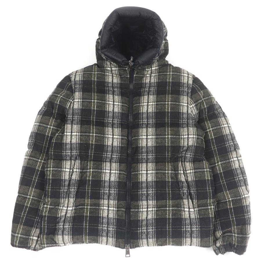 美品□Herno ヘルノ 2022年製 PI000943U チェック柄 フーデッド ダブルジップ ダウンジャケット ブラック ブラウン 52 伊製 メンズ HERNO（ヘルノ） 美品□Herno 2022年製 PI000943U チェック柄