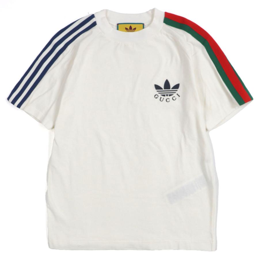 極美品▼GUCCI adidas グッチ アディダス 692114 ウェブライン ロゴプリント モックネック ショートスリーブ 半袖Ｔシャツ XS 正規品 極美品▽GUCCI adidas グッチ アディダス 692114 ウェブライン ロゴ