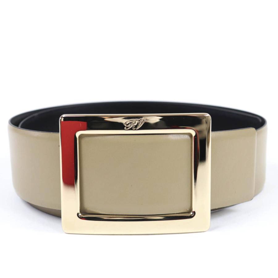 極美品☆ROGER VIVIER ロジェヴィヴィエ ロゴ入りバックル レザー ベルト ベージュ ゴールド金具 箱・保存袋付き レディース 極美品☆ROGER VIVIER ロジェヴィヴィエ ロゴ入りバックル レザー