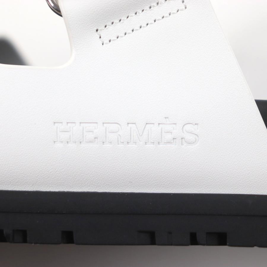 HERMES Hロゴ レザーサンダル ホワイト HERMES（エルメス） 未使用品▽HERMES シプレ レザー Hロゴ ロゴ刻印