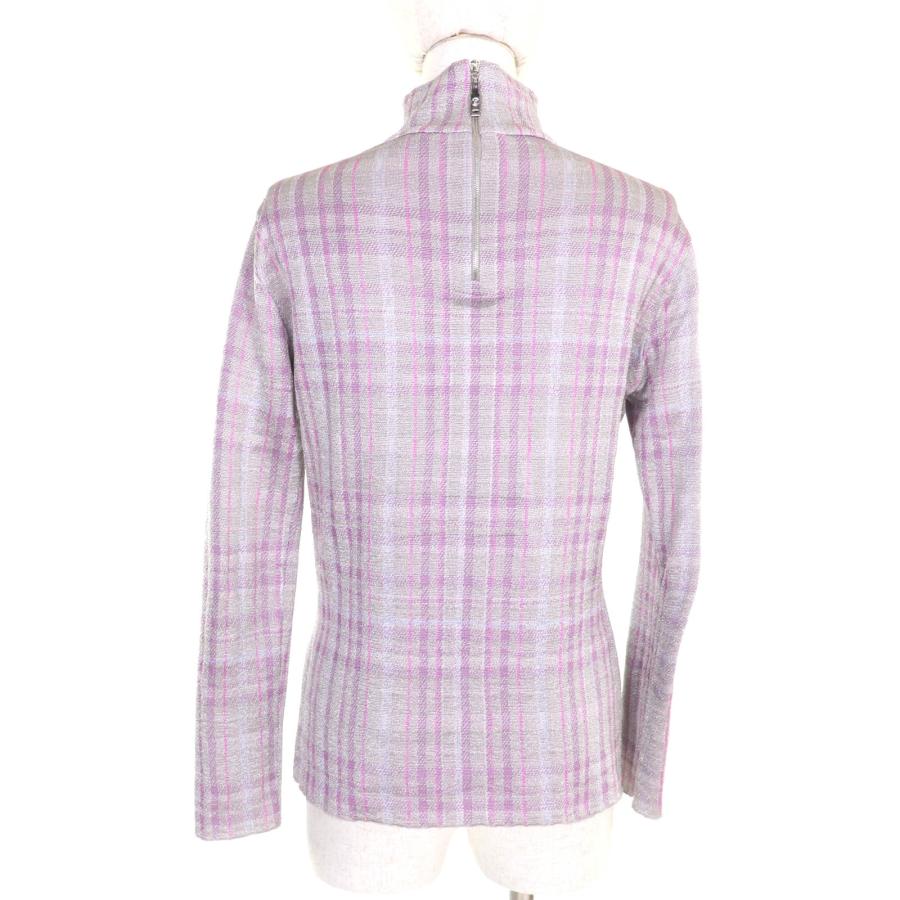 極美品★LOUIS VUITTON ルイヴィトン FHKL56SNW シルク混 レザーロゴパッチ付 ラメ入り チェック柄 ハイネック ニット マルチ S イタリア製 正規品 レディース LOUIS VUITTON（ルイ・ヴィトン） 極美品☆LOUIS VUITTON FHKL56SNW