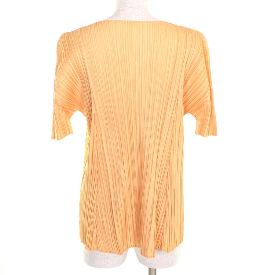 極美品★PLEATS PLEASE プリーツプリーズ イッセイミヤケ 22SS PP21-JK281 Vネック プリーツ 半袖 カットソー オレンジ 3 日本製 正規品 レディース 極美品☆PLEATS PLEASE プリーツプリーズ イッセイミヤケ 22SS PP21