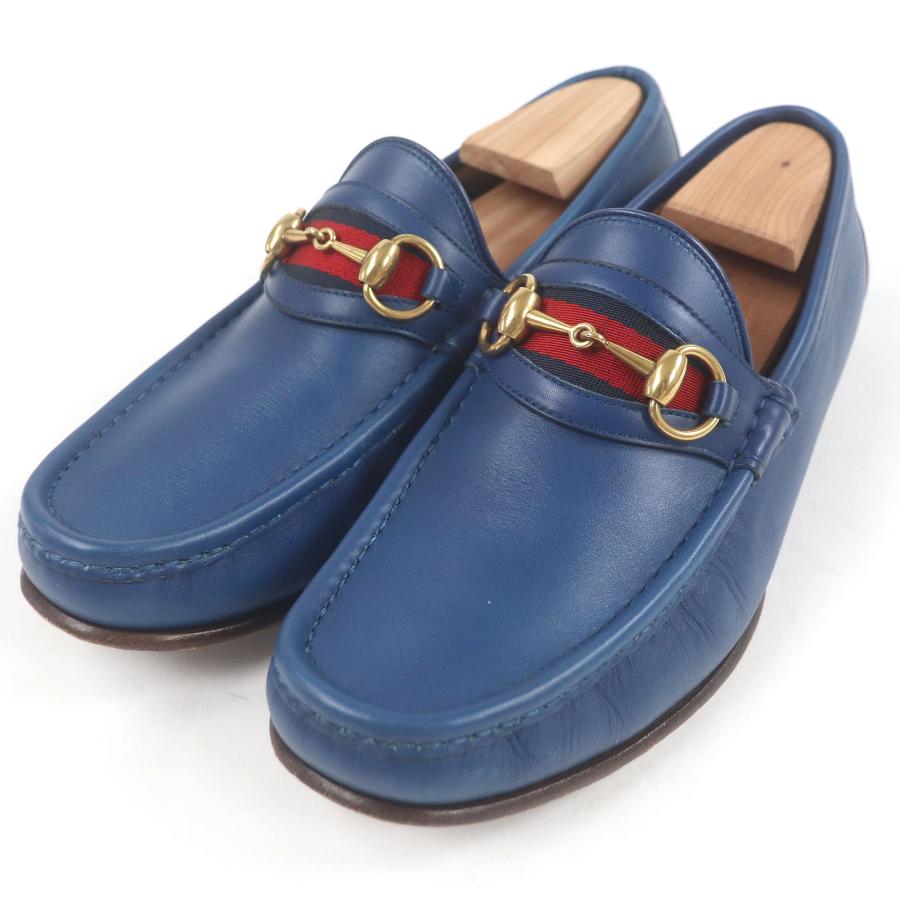 GUCCI グッチ レザー ホースビット 金具 ゴールド ローファー 42.5 GUCCI（グッチ） 美品□GUCCI 1953 レザー ウェブライン ホースビット