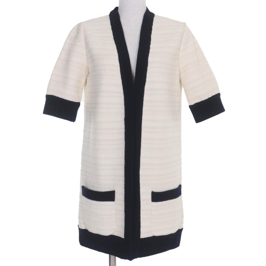 極美品☆GUCCI グッチ 490346 ウール コットン フロントオープン ツイード ノーカラーコート アイボリー M イタリア製 正規品 レディース GUCCI（グッチ） 極美品☆GUCCI 490346 ウール コットン フロント