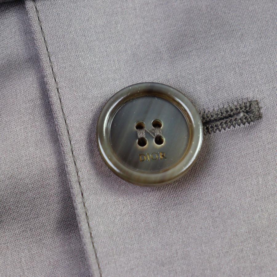 極美品○DIOR ディオール オム 943C301A4698 テクニカルコットン サテン ロゴボタン ベルト付き トレンチコート グレー 42 正規品 メンズの画像