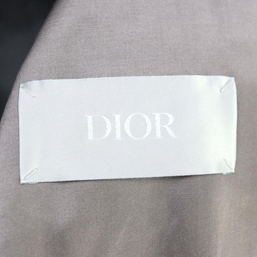 極美品○DIOR ディオール オム 943C301A4698 テクニカルコットン サテン ロゴボタン ベルト付き トレンチコート グレー 42 正規品 メンズの画像