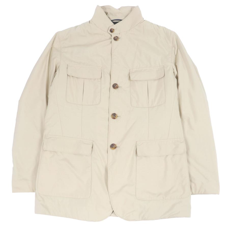 極美品□Loro Piana ロロピアーナ ロゴボタン 裏カシミヤ100％ 襟裏レザー 中綿入り フィールドジャケット ライトベージュ M 伊製 正規品 Loro Piana（ロロピアーナ） 極美品□Loro Piana ロゴボタン 裏