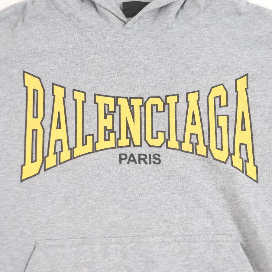 極美品□BALENCIAGA バレンシアガ 24AW 807999 BOXING LINED HOODIE コットン100％ クラックロゴ プルオーバーパーカー フーディー グレー L メンズ BALENCIAGA（バレンシアガ） 極美品□BALENCIAGA 24AW 807999 BOXING