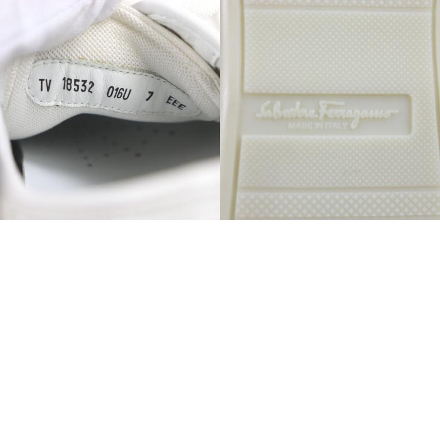 未使用品▼Salvatore Ferragamo サルヴァトーレフェラガモ レザー切替 ファブリック ロゴ入り ローカットスニーカー ホワイト 7 箱・保存袋付き イタリア製 メンズ 未使用品▽サルヴァトーレフェラガモ レザー切替 ファブリック ロゴ